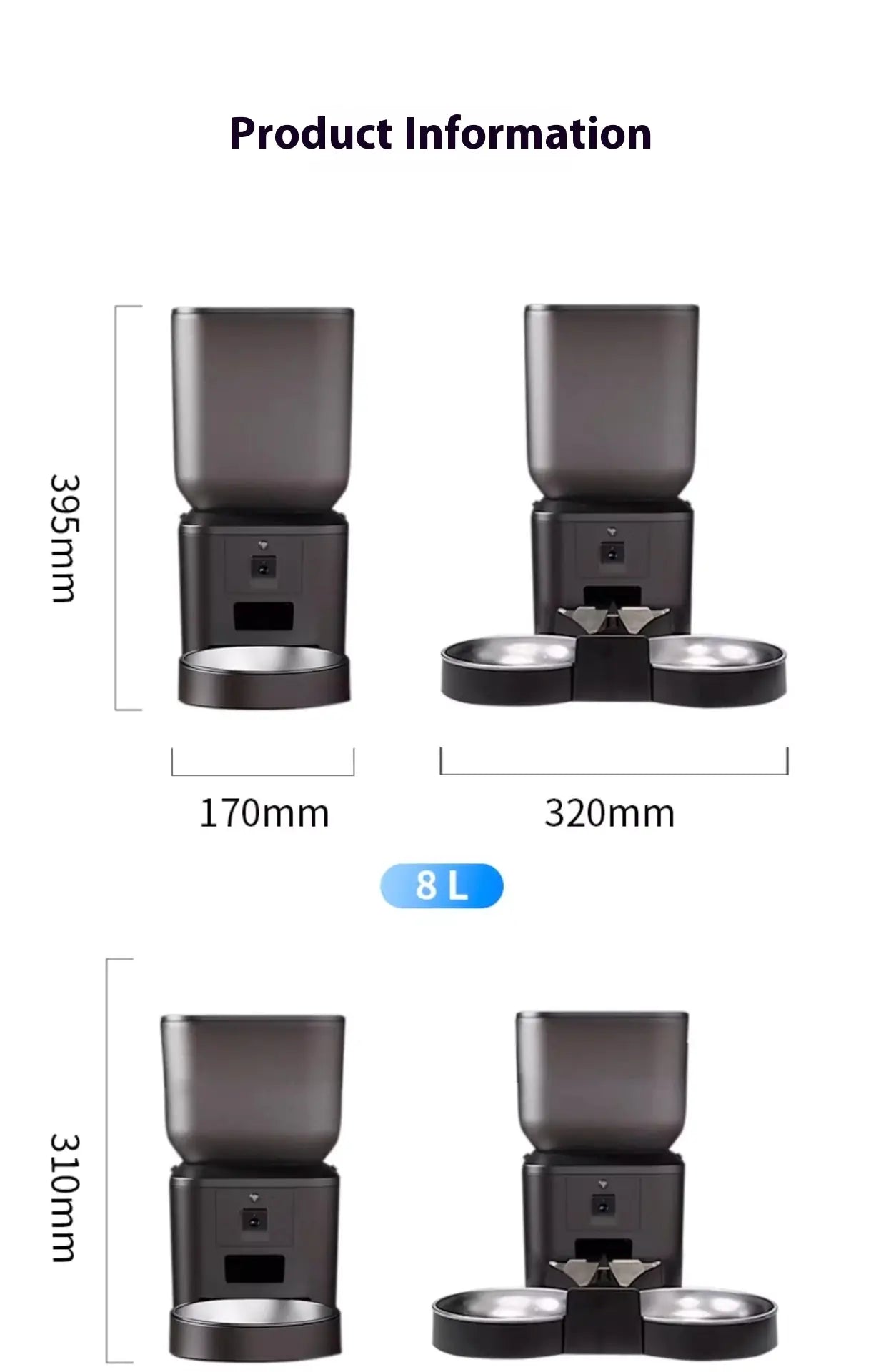 Smart Automatic Pet Feeder with Video, 4L/8L