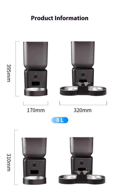 Smart Automatic Pet Feeder with Video, 4L/8L